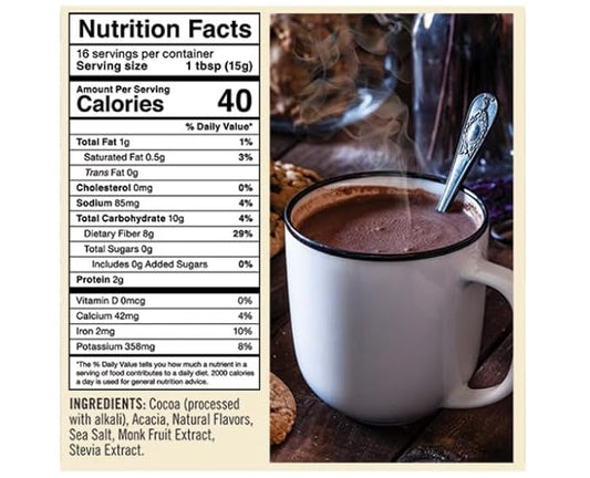 Castle Kitchen Sugar Free Dark Hot Chocolate (2 Pack) Premium Plant Based, Dairy Free, Gluten-Free, Vegan Hot Coca Mix - Just Add Water - 14 oz Can