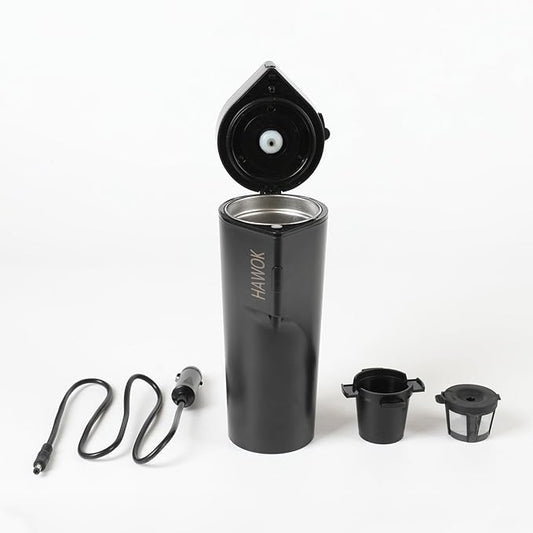 HAWOK Prtable Coffee Maker 12V Travel Espresso Machine, Single Cup 8 oz