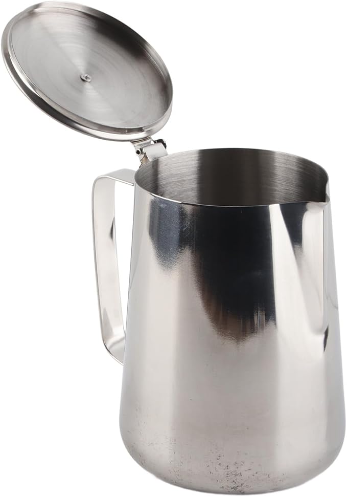 Milk Frothing Pitcher, Stainless Steel Pitcher with Lid Milk Frother Cup Milk Jug Coffee Creamer Container Creamer Dispenser Milk Steamer Cup Milk Cup with Lid for Latte Coffee Art(2000ML)