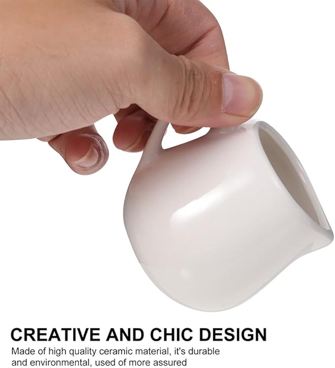 YARNOW Mini Ceramic Creamer Jug with Handle 1.6 Oz Porcelain Milk Pitcher for Coffee Tea Cream Sauce Serving Small Stoneware Milk Cup