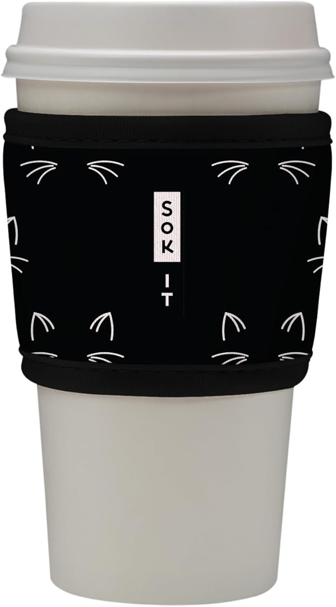 Sok It HotSok Coffee & Tea Reusable Insulated Neoprene Cup Sleeve (Mystical Meows)