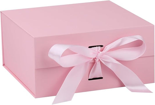 OEMVALATY Pink Gift Box,10x10x5 Inches Gift Boxes with Lids for Presents with Magnetic Closure and Ribbon for Wedding,Storage,Birthday