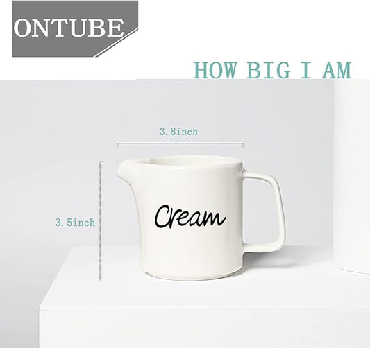 ONTUBE Ceramics Creamer,Porcelain Milk Creamer Pitcher 12OZ (White)