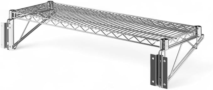 14" x 36" Chrome Wall-Mounted Wire Shelf with Epoxy Coating, Heavy-Duty Steel Storage Rack, NSF Certified, Easy Installation, Open Wire Design for Kitchen, Garage, or Utility Storage