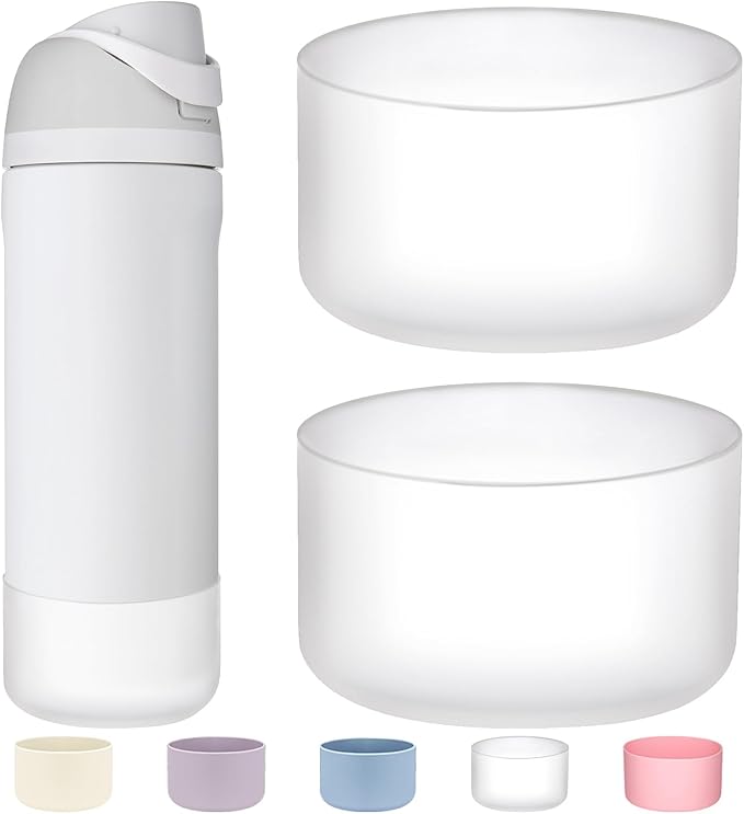 WK IEASON 2Pcs Silicone Boot for Owala Water Bottle, Protective Flask Bottom Cover Base for Owala FreeSip Twist and Flip Flask Water Bottle Accessories-2.83inch Bottom Diameter