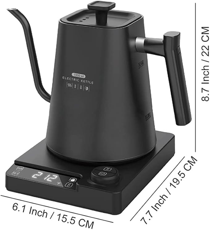 Smart Electric Kettle 1000ML Gooseneck Kettle With Temperature Control and 24H Keep Warm, 304 Stainless Steel Hot Water Kettle For White Tea, Coffee, Boiling Water (White)