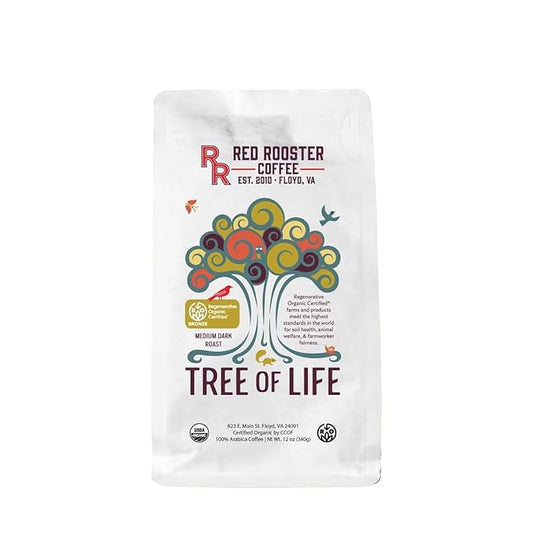 Tree of Life - Regenerative Organic Certified - Roasted by Red Rooster Coffee - Whole Bean Coffee - 12 Ounce Bag