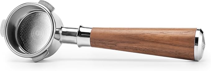 Espresso Portafilter | 54mm Bottomless portafilter with 3 Ear | Suitable for 54mm Breville/Sage Barista Espresso Machine | with Walnut Handle and Stainless Steel Single Wall Basket
