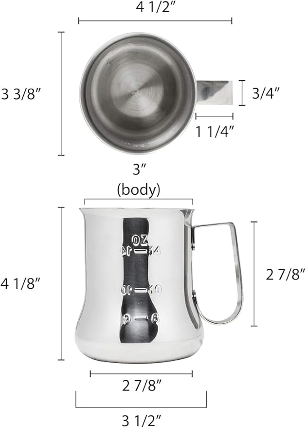 TrueCraftware- 18 oz Stainless Steel Espresso Milk Steaming Pitcher with Measuring Scale- Steaming Pitcher Coffee Bar Cappuccino Barista Tools Milk Jug Steamer Frother Cup