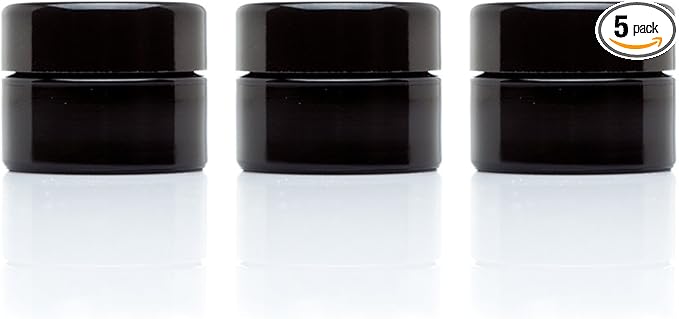 Infinity Jars Classic Black Glass Jar 15 ml (0.5 fl oz) Ultraviolet Airtight Smell Proof, Refillable Screw Top Container for Long-Term Storage of Coffee, Spices, Tea, Dried Goods, Kitchen Jar 3 Pack