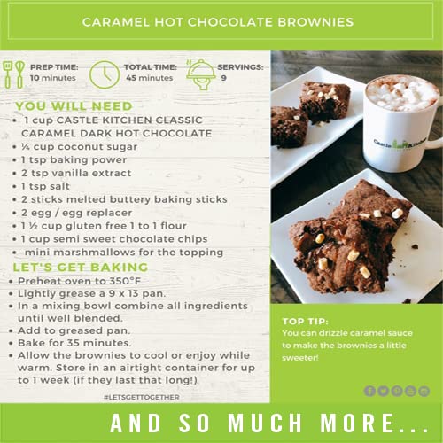Castle Kitchen Classic Caramel Dark Chocolate Premium Hot Cocoa Mix - Dairy-Free, Vegan, Plant Based, Gluten-Free, Non-GMO Project Verified, Kosher - Just Add Water - 14 oz (Pack of 6)
