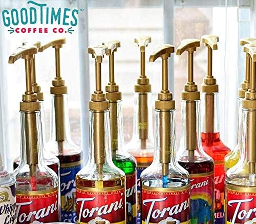 Gold Coffee Syrup Pump for 750ml Bottles (Pack of 1) | Fits Torani, (Monin 1 Liter Plastic Bottle Only), DaVinci, Jordan's Skinny, and Upouria