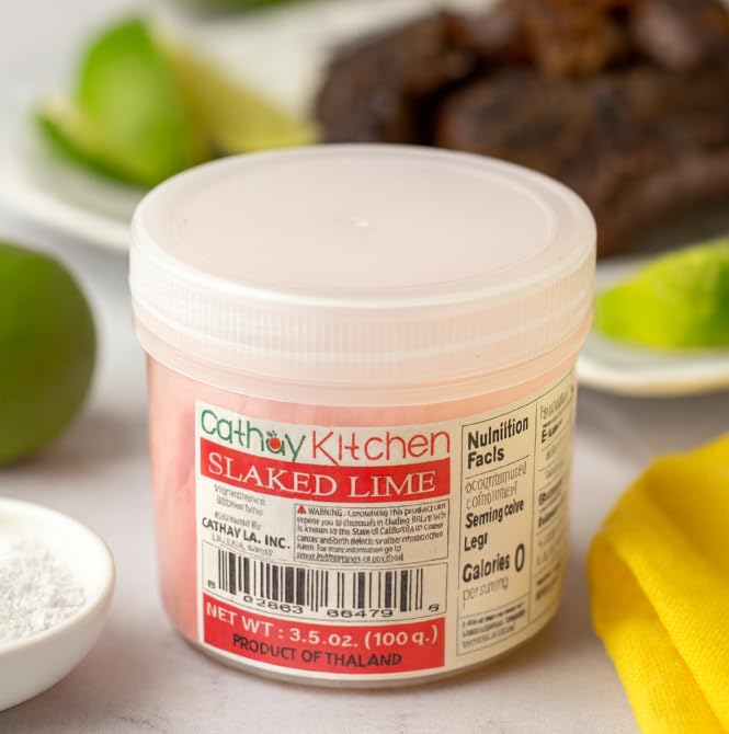 Slaked Lime Powder Food Grade (Calcium Hydroxide) by Cathay Kitchen – Pickling Lime for Crisp Pickles, Preserving Fruits & Vegetables, Fine Milled Powder, 3.5 oz