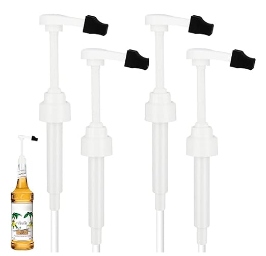 4 Pcs Coffee Syrup Pump Dispenser for 750 ml Bottle,Syrup Dispenser Pumps Compatible with Mo-nin Glass Bottles,for Kitchen Dinning Coffee Bar Drinking Mixes,for Liquid & Pastes