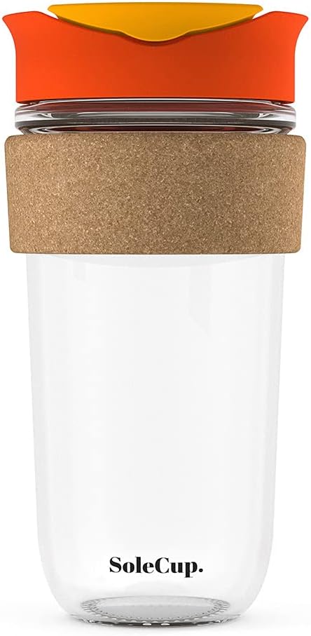 Large Travel Mug - Reusable Insulated Coffee Mug - 18oz/530ml BPA-Free Hot Drink Travel Mug with Lid & Cork Band (Red, 18oz)