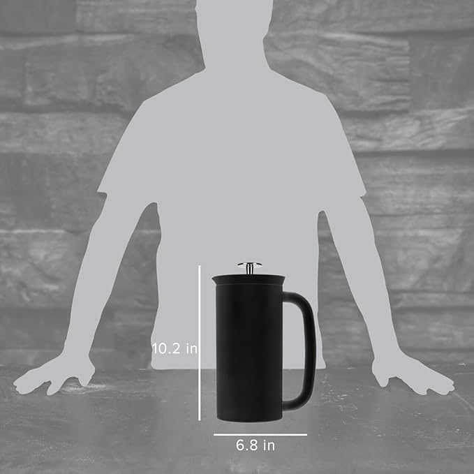 ESPRO P7 French Press Stainless Steel 304 – Patented Double Walled Micro-Filter Insulated French Press Coffee Maker, Grit-Free Brew - Heat Resistant BPA Free Coffee Maker - Matte Black (32oz)