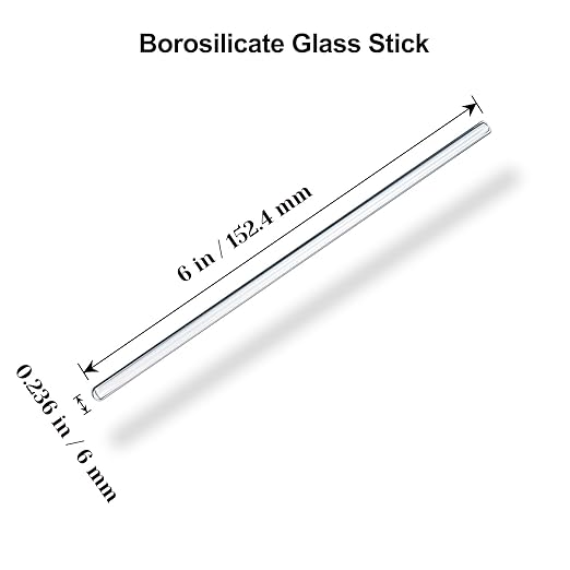 15 Pack Glass Stirring Rods: Diameter 6mm Length 6 inch Glass Stir Sticks, Borosilicate Glass Stirring Rod for Mixing Lab