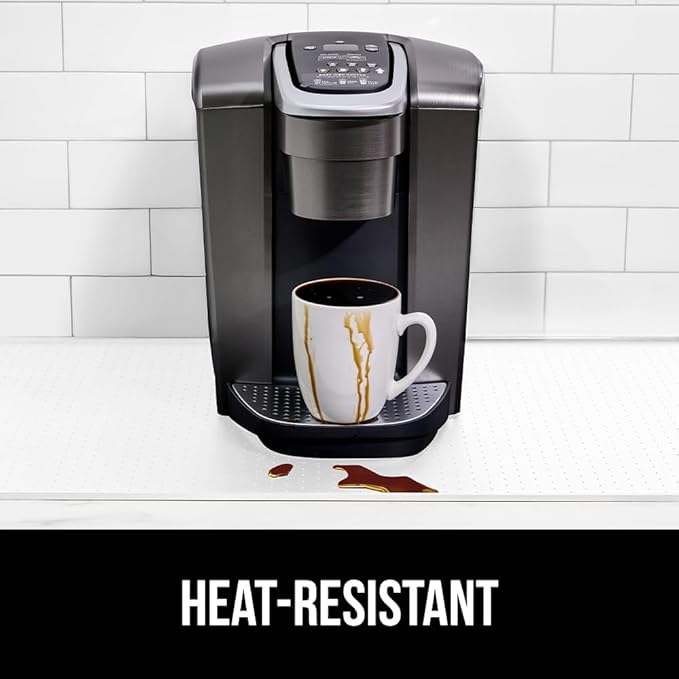 GORILLA GRIP Silicone Coffee Mat, 18x28, Espresso Machine Bar Accessories, Keep Kitchen Counters Clean, Stays in Place, Waterproof and Heat Resistant Dish Drying Mats, Home Decor Essentials, White