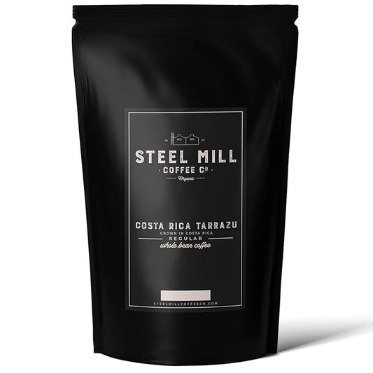 Steel Mill Coffee Co. | Costa Rica Tarrazu Single-Origin Gourmet Flavored Coffee | 2 LB Bag | Ground | Dark Roast | 100% Arabica Beans | Vegan, Gluten-Free, Sugar-Free