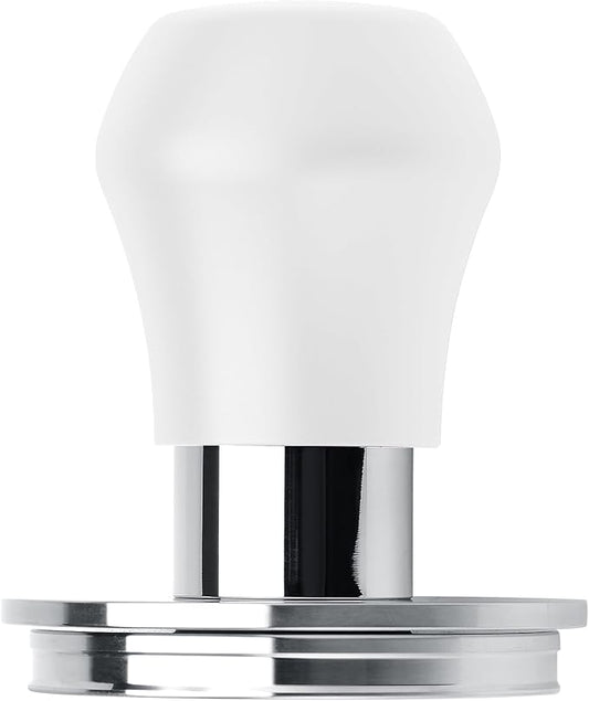 Normcore 58.5mm Coffee Tamper V4.1 Mini, Spring-Loaded with Click Feedback, Self-Leveling Stainless Steel Flat Baffle, Compatible with 58mm Espresso Machines Portafilter, White