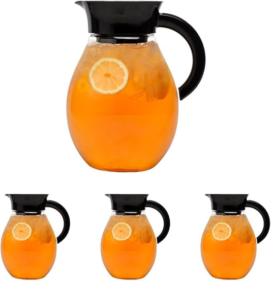 Primula The Big Iced Tea Maker and Infuser, Plastic Beverage Pitcher with Leak Proof, Airtight Lid, Fine Mesh Reusable Filter, Made without BPA, Dishwasher Safe, Black (Pack of 4)