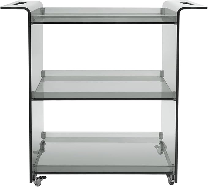 Rolling Serving Cart 3-Tier Small Bar Cart with Lockable Casters Storage Rolling Trolley 66lbs Capacity Mobile Kitchen Trolley for Home, Kitchen, Cafe (28 * 11.8 * 28.7in, Smoke Gray)