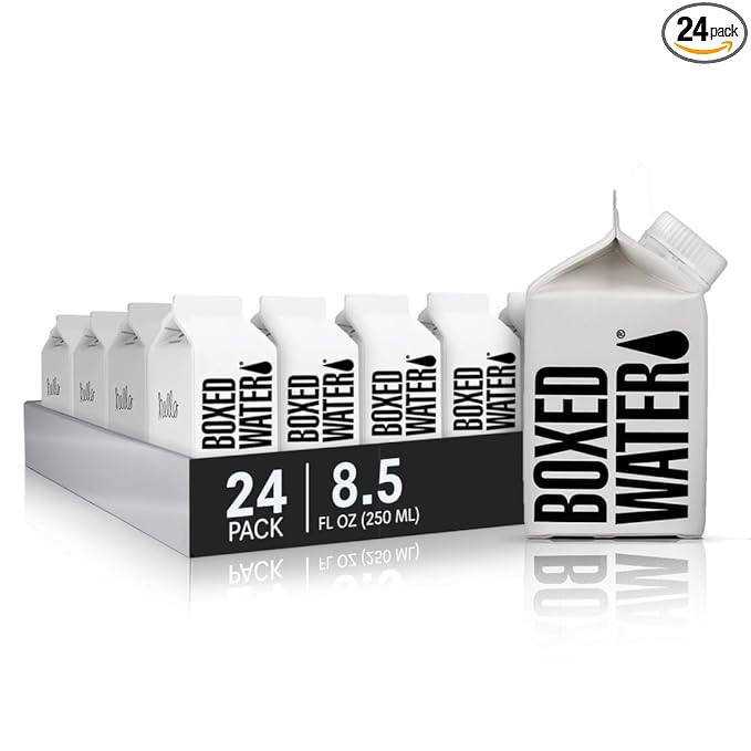 Mini Boxed Water (8.5 oz., 24 Pack) – Better Than Premium Plastic Purified Drinking Water in Plant-Based Cartons, BPA-Free, Refillable Cartons, Lunchbox Ready