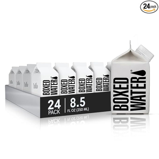 Mini Boxed Water (8.5 oz., 24 Pack) – Better Than Premium Plastic Purified Drinking Water in Plant-Based Cartons, BPA-Free, Refillable Cartons, Lunchbox Ready