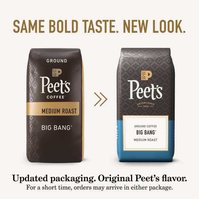 Peet's Coffee, Medium Roast Ground Coffee - Big Bang 63 Ounces (6 Bags of 10.5 Ounces)