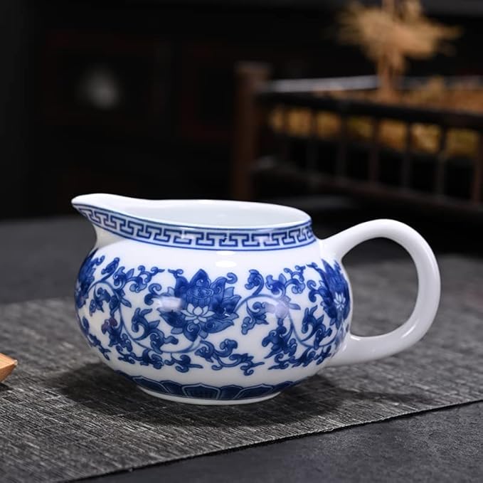 Ceramic Blue and White Creamer Pitcher for Sauces Salad Coffee Milk Tea,8oz,250ml