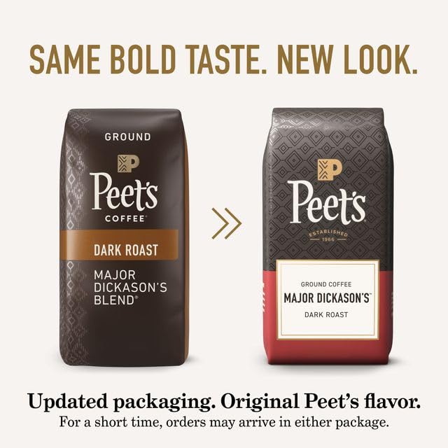 Peet's Coffee, Dark Roast Ground Coffee - Major Dickason's Blend 10.5 Ounce Bag