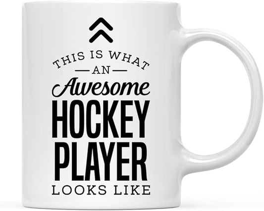 Andaz Press 11oz. Ceramic Coffee Tea Mug Thank You Gift, This is What an Awesome Hockey Player Looks Like, 1-Pack, Birthday Christmas Gift Ideas Coworker Him Her, Includes Gift Box