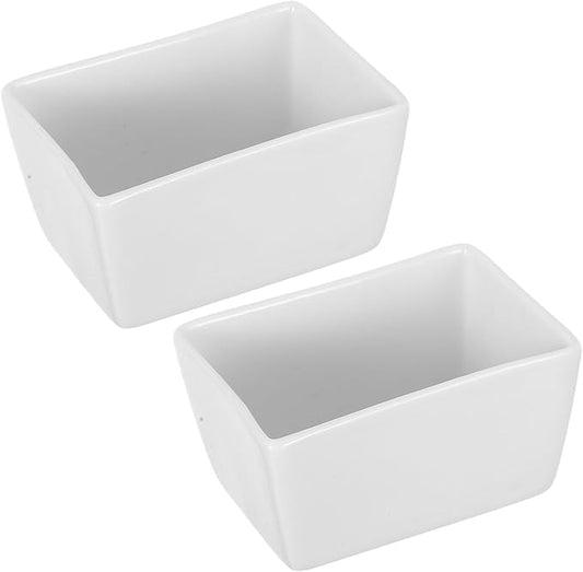 Rectangular Ceramic Sugar Holder and Sugar Cube Container 170Ml White Porcelain for Coffee Station and Kitchen 2Pcs Set
