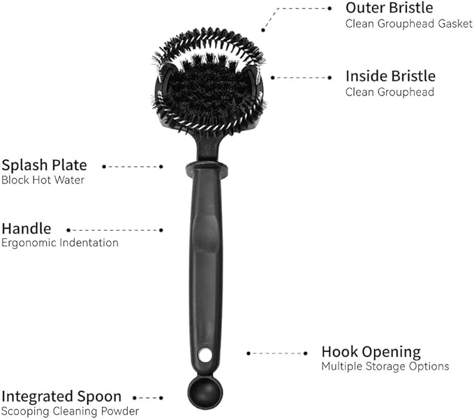 watchget Espresso Coffee Machine Cleaning Brush Espresso Group Head Cleaning Brush Detachable 360°Nylon Bristles Espresso Machine Cleaning Tool V2 51mm
