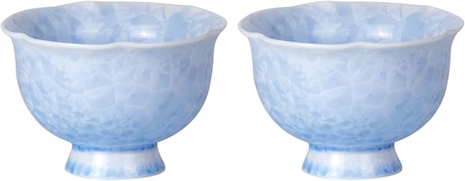 KAMMAK Ceramic Tea & Coffee Cups Set of 2 - Vintage Crystalline Glaze Espresso Mugs, 3.2oz Hand Painted for Afternoon Tea or Coffee, Birthday Gift for Women Men, Flower-Mouth Cup