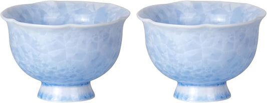 KAMMAK Ceramic Tea & Coffee Cups Set of 2 - Vintage Crystalline Glaze Espresso Mugs, 3.2oz Hand Painted for Afternoon Tea or Coffee, Birthday Gift for Women Men, Flower-Mouth Cup