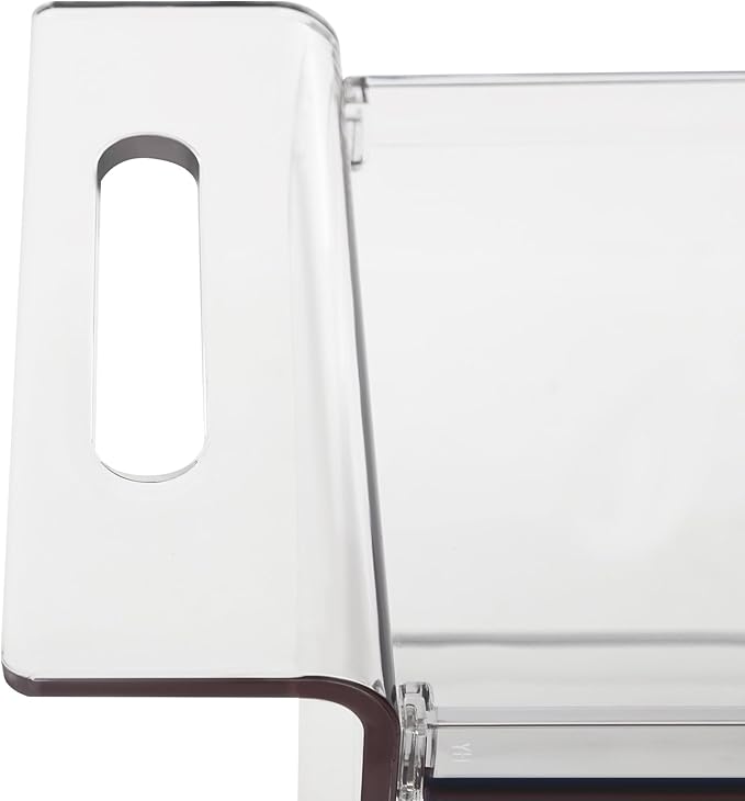 Rolling Serving Cart 3-Tier Small Bar Cart with Lockable Casters Storage Rolling Trolley 66lbs Capacity Mobile Kitchen Trolley for Home, Kitchen, Cafe (28 * 11.8 * 28.7in, Clear)