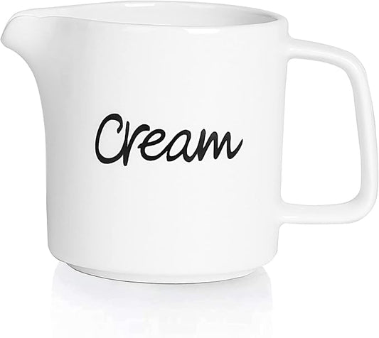 ONTUBE Ceramics Creamer,Porcelain Milk Creamer Pitcher 12OZ (White)
