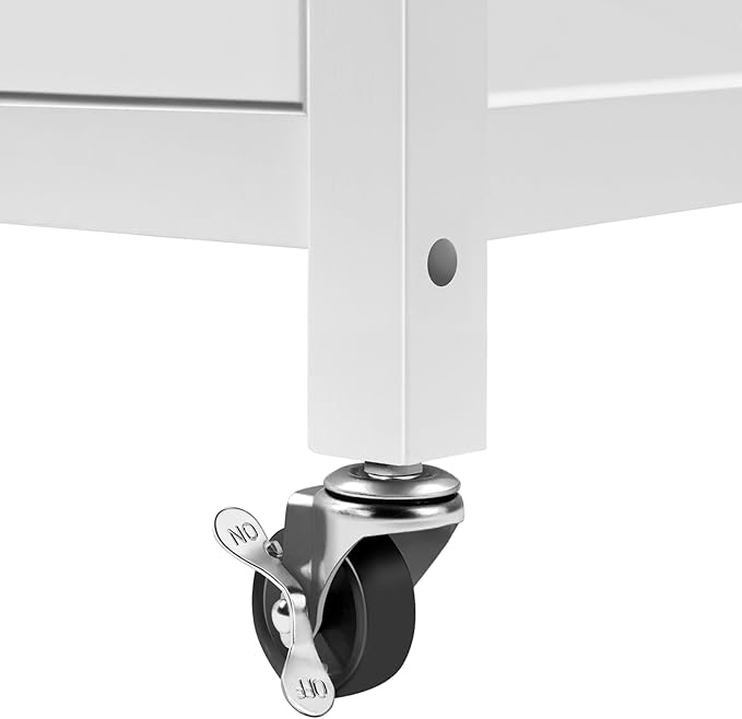 Yaheetech Kitchen Island Cart with Storage, Rolling Kitchen Island on Wheels with 6 Side Hooks, Wood Top Microwave Cart with Drawer for Dining Room, White