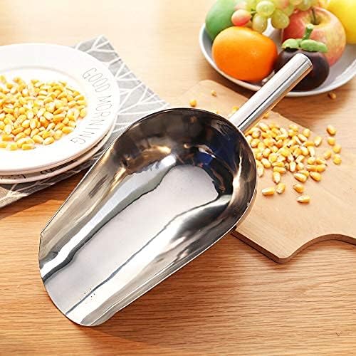NINGVIHE Ice Scoop for Freezer,Metal Ice Scoop,Stainless Steel Food Scoop Kitchen Bar Party Wedding Heavy Duty,Scoops for Pet Food, Cookie Flour,Silver (11in)