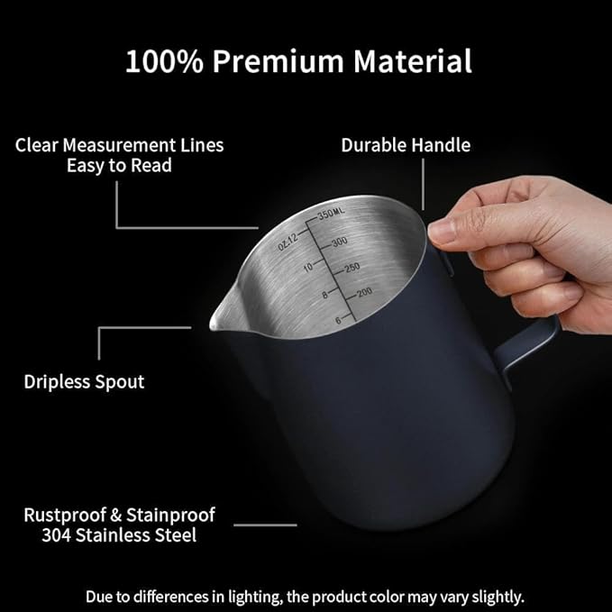 watchget Stainless Steel Milk Frothing Pitcher 12oz/350ml - Espresso Steaming Pitcher for Cappuccino, Latte Art, Coffee Machine Accessories Milk Jug Coffee Frother Cup, Blue