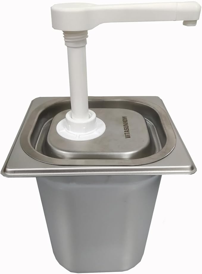 VITASUNHOW Condiment Pump Station, Sauce Dispenser Pump Seasoning Condiment Squeeze Pump Container with Base Removable Tanks,for Casual Fast Food, Western Restaurant (PP1035)