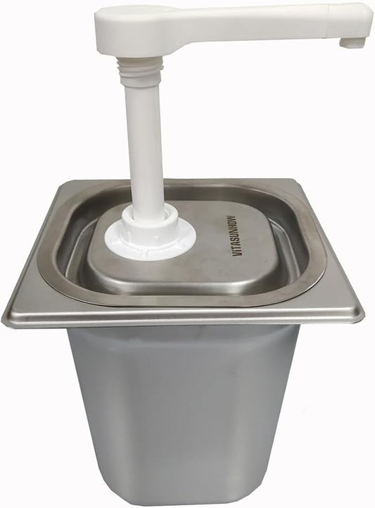 VITASUNHOW Condiment Pump Station, Sauce Dispenser Pump Seasoning Condiment Squeeze Pump Container with Base Removable Tanks,for Casual Fast Food, Western Restaurant (PP1035)