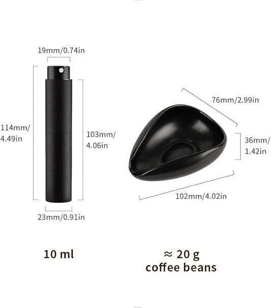 watchget Coffee Bean Dosing Cup & RDT Spray Bottle Kit for Espresso Bar, Static Reduction Ceramic Single Dose Tray for Brewing/Tea, Barista Accessories Set, Black