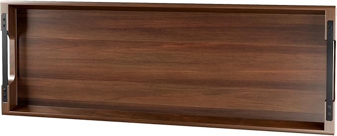 Large Acacia Wood Serving Tray with Metal Handles - 36" Long Charcuterie Board for Cheese, Meat & Appetizers - Perfect for Kitchen, Entertaining, Gatherings & Home Decor