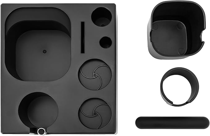 Black Espresso Organizer Box Espresso Organizer Station Espresso Box Station Espresso Accessories Organizer for Storage Espresso Tamper Distributor Portafilter & Puck Screen Accessories