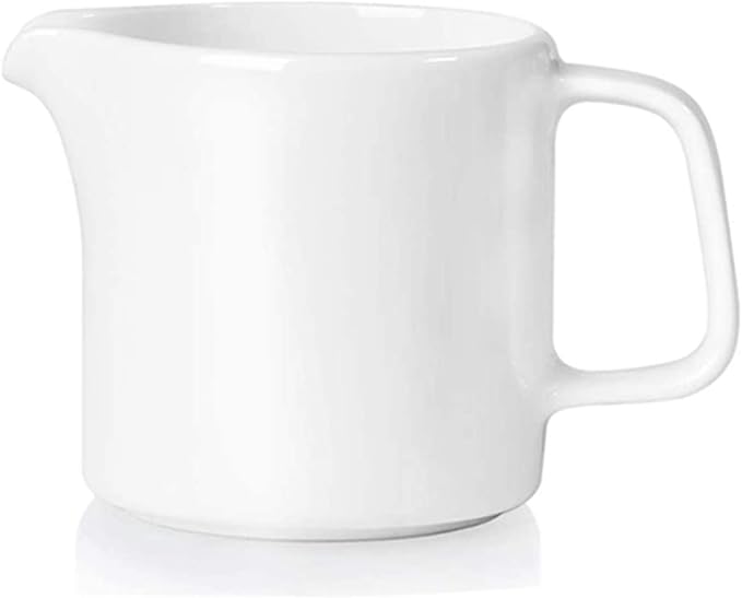 ONTUBE Ceramics Creamer,Porcelain Coffee Milk Creamer Pitcher with Handle for Home and Kitchen - 10 oz (White)
