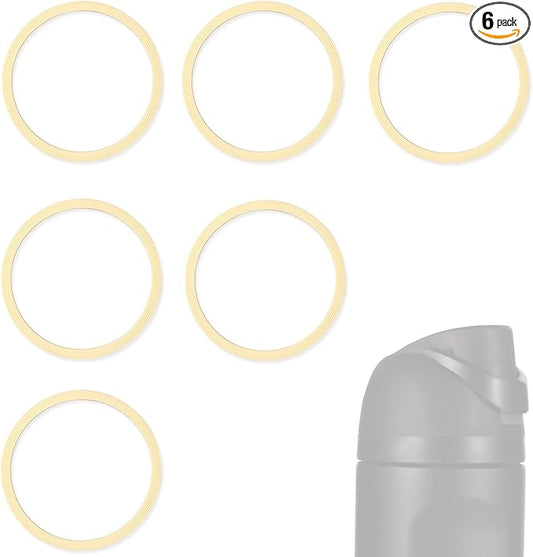 6pcs Water Bottle Sealing Ring Replacement for Owala FreeSip, Silicone Lid Seal O Ring Gaskets Water Bottle Replacement Parts Accessories for Owala Cup 24/25/32/40 oz (Beige)