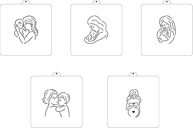 Reusable PYO Cookie Stencil Paint Your Own Custom Design Unique Cookies Stencils Creates Custom Coloring Pages Designs, Perfect for Kids, Parties, and Bakers.Detailed Designs (Mother's Day)