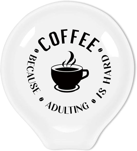 Funny Ceramic Coffee Spoon Rest Black and White - Coffee Station Decor & Gift for Men and Women